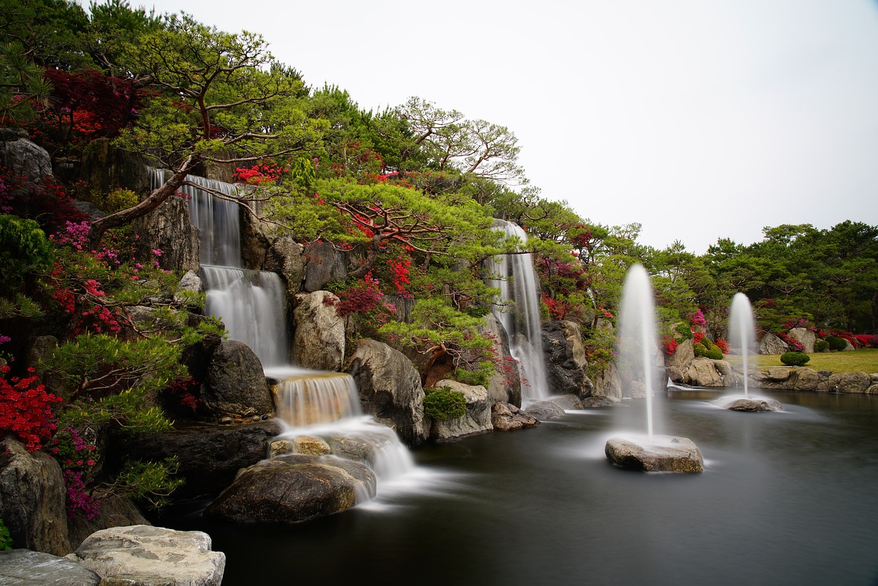 azalea, waterfall, garden-5120368.jpg