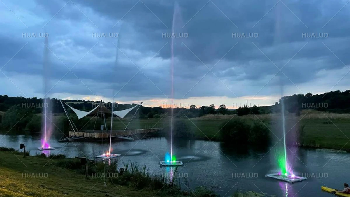 The Floating Fountain at Flatts Farm, Auckland, United Kingdom.